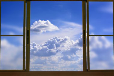 Blue sky in window