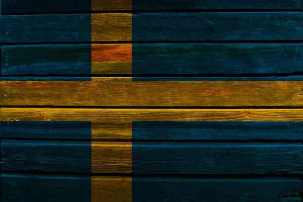 Флаг Швеции по дереву — стоковое фото