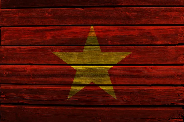 Flag of Vietnam on wood — Stock Photo, Image