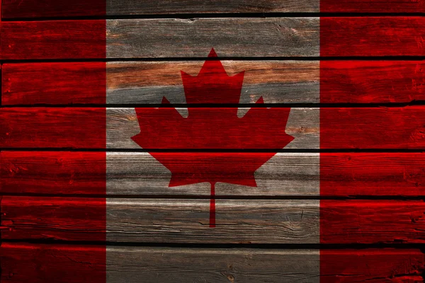 Vlajka Kanady na dřevo — Stock fotografie