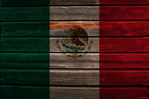 Bandera de México sobre madera — Foto de Stock