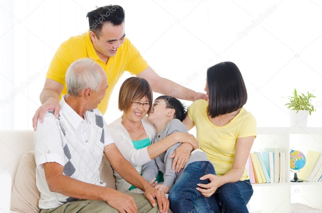 Asian three generations family