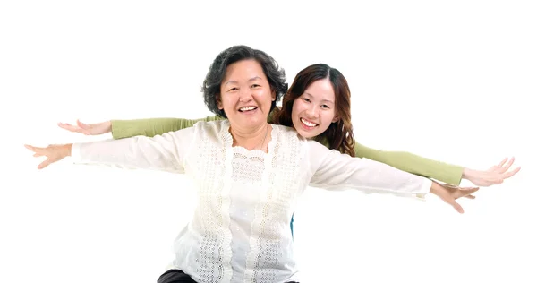 Ázsiai idősebb nő és lánya — Stock Fotó