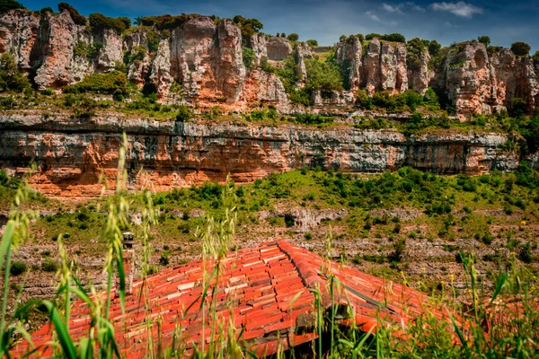 Каньйон Ебро. Orbaneja дель Кастільо. — стокове фото