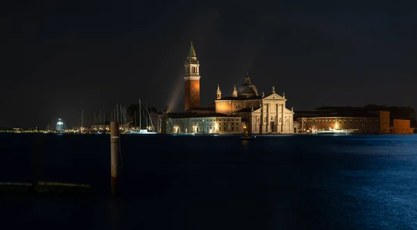 Nachtaufnahme Der Basilika San Giorgio Maggiore Venedig — Stockfoto