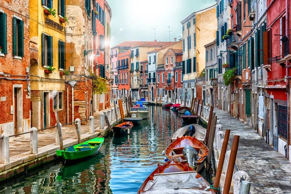 Venecia Con Toda Esencia Fotografía Típica Venecia Con Sus Canales —  Fotos de Stock