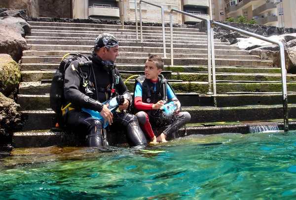 His first dive — Stock Photo, Image