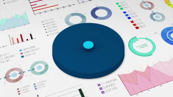 Twee 3D circlestep met verschillende diagram grafieken voor presentatie. — Stockvideo