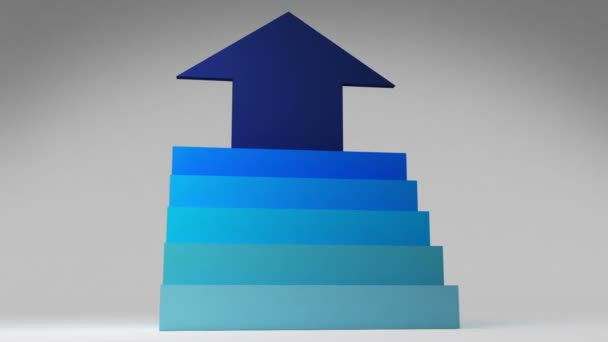 Five 3D stair step. arrow square intro title box diagram chart,powerpoint presentation template.(included alpha) — Stock Video