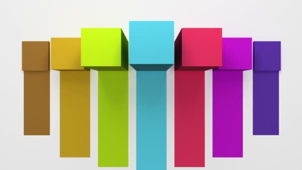 Gráfico de caixa de título de sete barras quadradas 3D, modelo de apresentação.versão 4 (alfa incluído ) — Vídeo de Stock