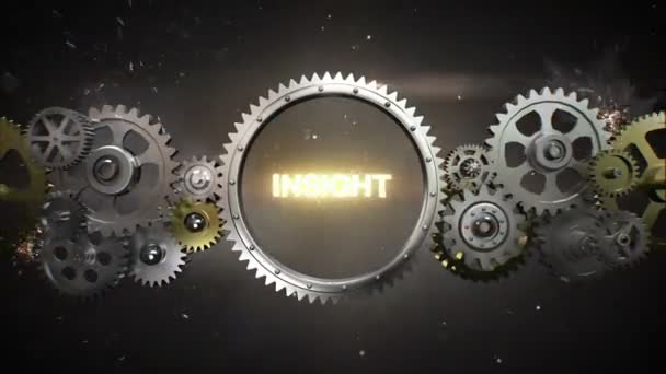 Connecting Gear wheels and make keyword,  'INSIGHT' (included alpha) — Stock Video