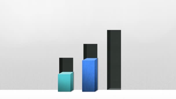 Three 3D square bar Chart, Increase economic graph (included alpha) — Stock Video