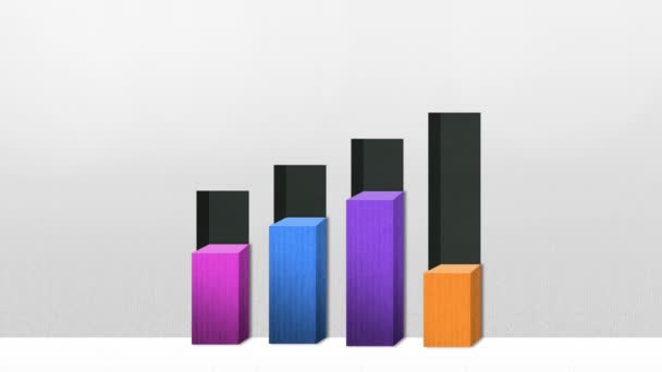 Four 3D square bar Chart, Increase economic graph (included alpha) — Stock Video