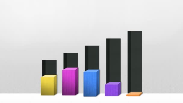 Five 3D square bar Chart, Increase economic graph (included alpha) — Stock Video