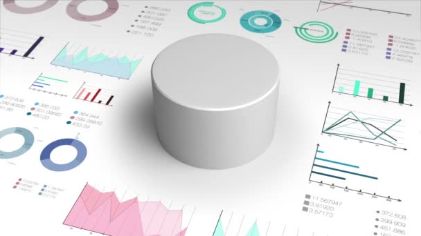 50 Prozent Kreiszylinderkuchendiagramm und verschiedene Diagrammdiagramme für Präsentationstempel. — Stockvideo