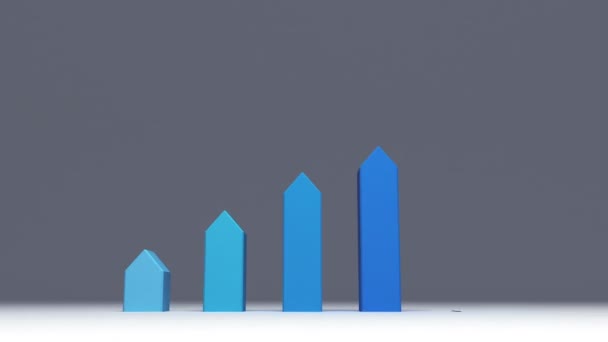 Increase five 3D arrow bar. chart for presentation template.version 2(included alpha) — Stock Video
