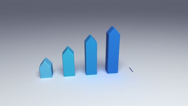 Erhöhen fünf 3D-Pfeilbalken. Diagramm für Präsentationsvorlage. Version 1 (enthaltene Alpha) — Stockvideo