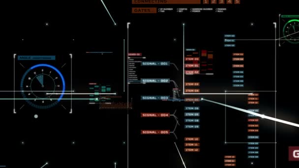 Przechodzi przez Web interfejs diagramu cyfrowego, obwód chip CPU, rozwijać technologię. — Wideo stockowe