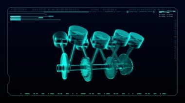 Otomobil Teknolojisi. Motor pistonlu X-Ray Üst görünüm. 