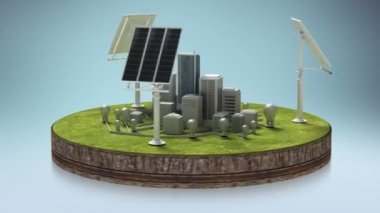 Güneş enerjisi paneli, çevrim zeminüzerinde çevre dostu enerji. (alfa dahil)