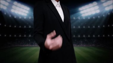 İş kadını açık palmiye, Futbol simgesi, dönen futbol sahası, animasyon (alfa dahil)