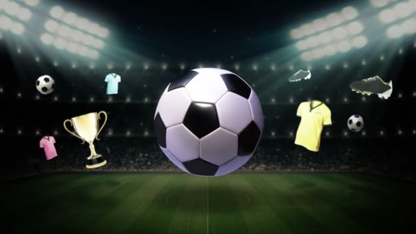 Kolem ikony fotbalového míče, animovaná animace (včetně alfa)