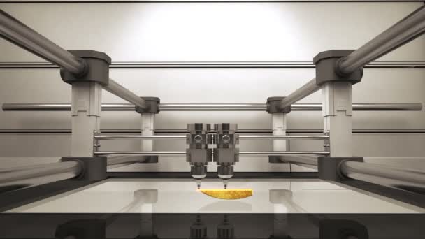 3D printer making gold EURO sign,3D scanner — Stock Video