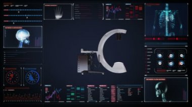 C kolu X-Ray makinesi tarayıcı dijital gösterge tablosu, tıbbi tanı teknolojisi.