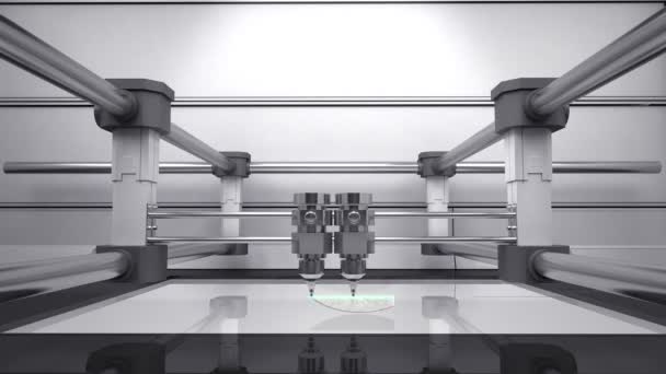 3D принтер, делающий знак EURO, 3D сканер — стоковое видео