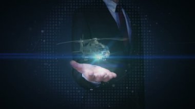İşadamı açık avuç içi, helikopter avuç içi.