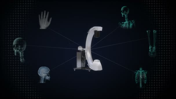 Röntgenscanner mit echtem C-Arm, medizinische Diagnosetechnik. — Stockvideo