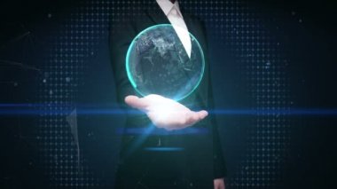 İş kadını açık avuç içi, Dönen toprak, sosyal ağ hizmeti, avuç içi medya genişleyen.