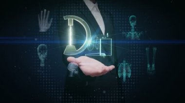 İşkadını açık avuç içi, C kolu X-Ray makinesi tarayıcı, tıbbi tanı teknolojisi. sürüm 2.