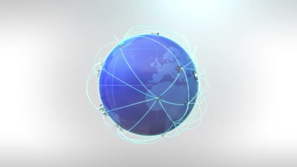 Rostoucí globální sítě bílé pozadí animace (zahrnuty alfa) — Stock video