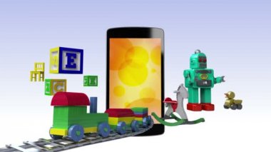 Akıllı telefon içeriğini çocuklar ve oyun, kavram (dahil ekran Alfa, arka plan alpha için)