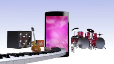 Akıllı telefon, eğlence içeriği müzik konsepti (dahil ekran Alfa, arka plan alpha için)