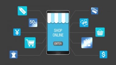 Akıllı telefon Mobil alışveriş ve ödeme genel kavram istimal,.