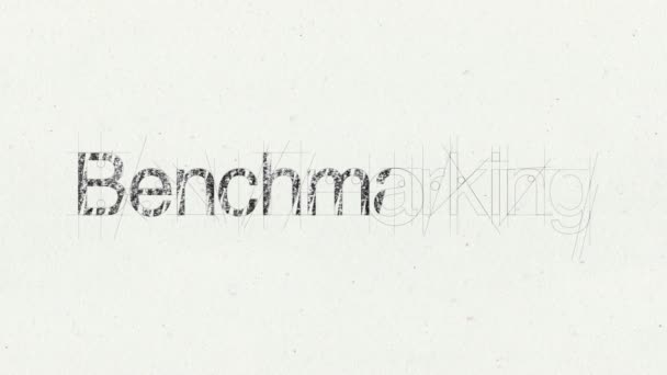 Animation du texte 'Benchmarking' pour l'introduction du sujet 