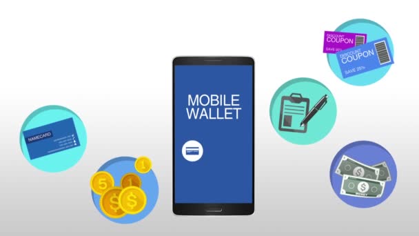 Funktionserklärung für Mobile Wallet Konzept Animation — Stockvideo