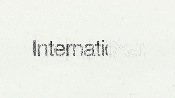 Текстова анімація "International " для введення теми — стокове відео