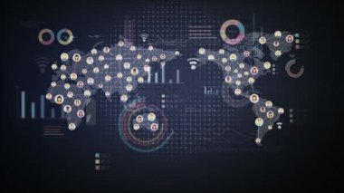 İletişim teknolojisini kullanarak dokunaklı bağlı insanlar. ekonomik diyagramı, grafik, grafik.