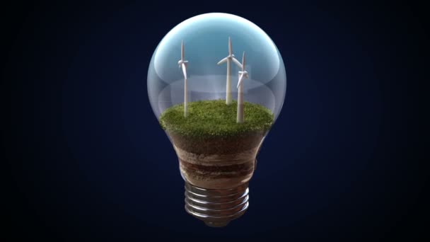 Energia eolica rende la lampadina elettrica, Eco-friendly enegry . — Video Stock