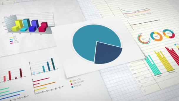 Kreisdiagramm zur Darstellung, Kuchendiagramm mit 80 Prozent und verschiedene grafische Diagramme. Version 2 — Stockvideo