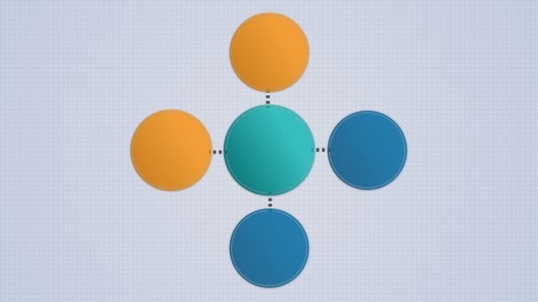 Diagrama de círculo fluxograma, 5 círculo . — Vídeo de Stock