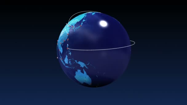 Groeiende wereldwijde netwerk met vervoer, wereldkaart, aarde. — Stockvideo