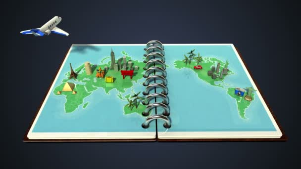 Pasaporte abierto, concepto de viaje por el mundo . — Vídeo de stock