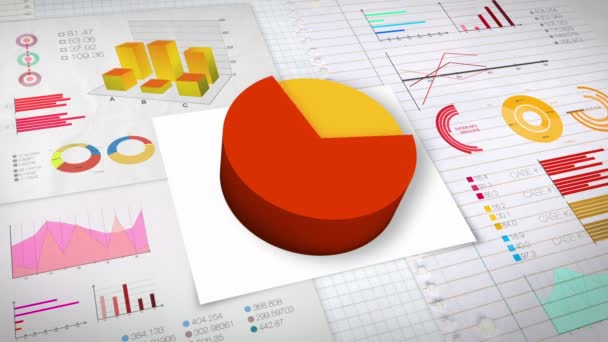 90 procent cirkeldiagram met verschillende economische Financiën grafiek (geen tekstversie) — Stockvideo
