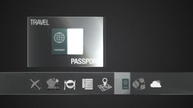 Passport simgesini seyahat içeriği için. Dijital ekran uygulama.