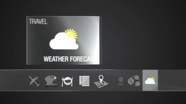 Wather forecast icon for travel contents.Digital display application. — Stock Video