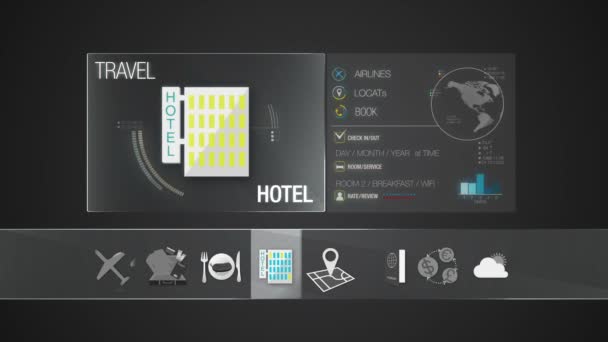Hotel ikona pro cestování obsahu. Digitální displej aplikace.